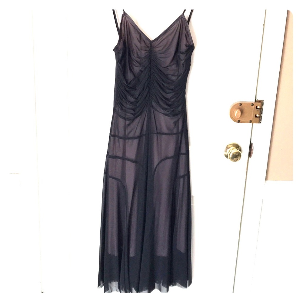 Sheer overlay midi dress